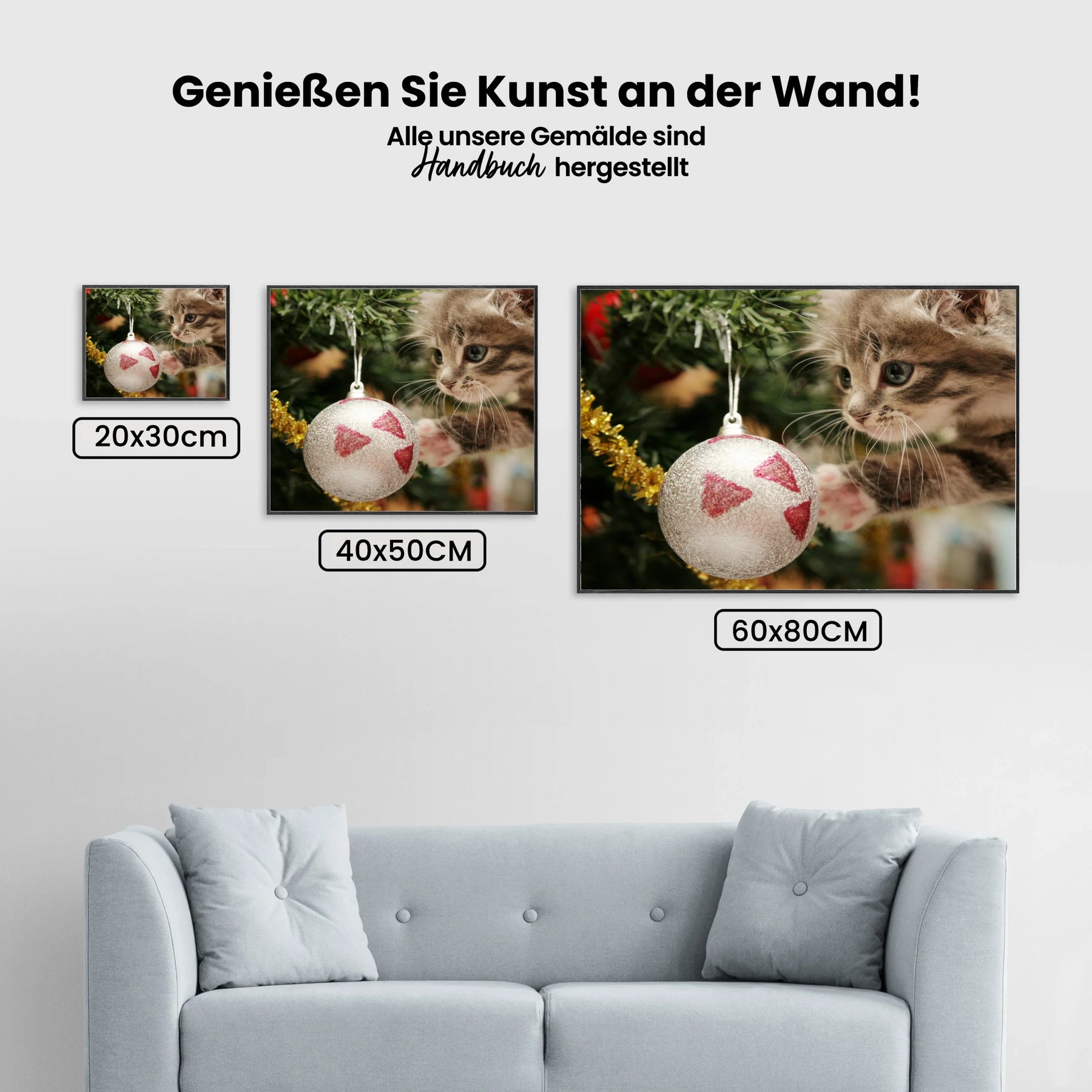 Malen nach Zahlen – Katze mit Weihnachtskugel