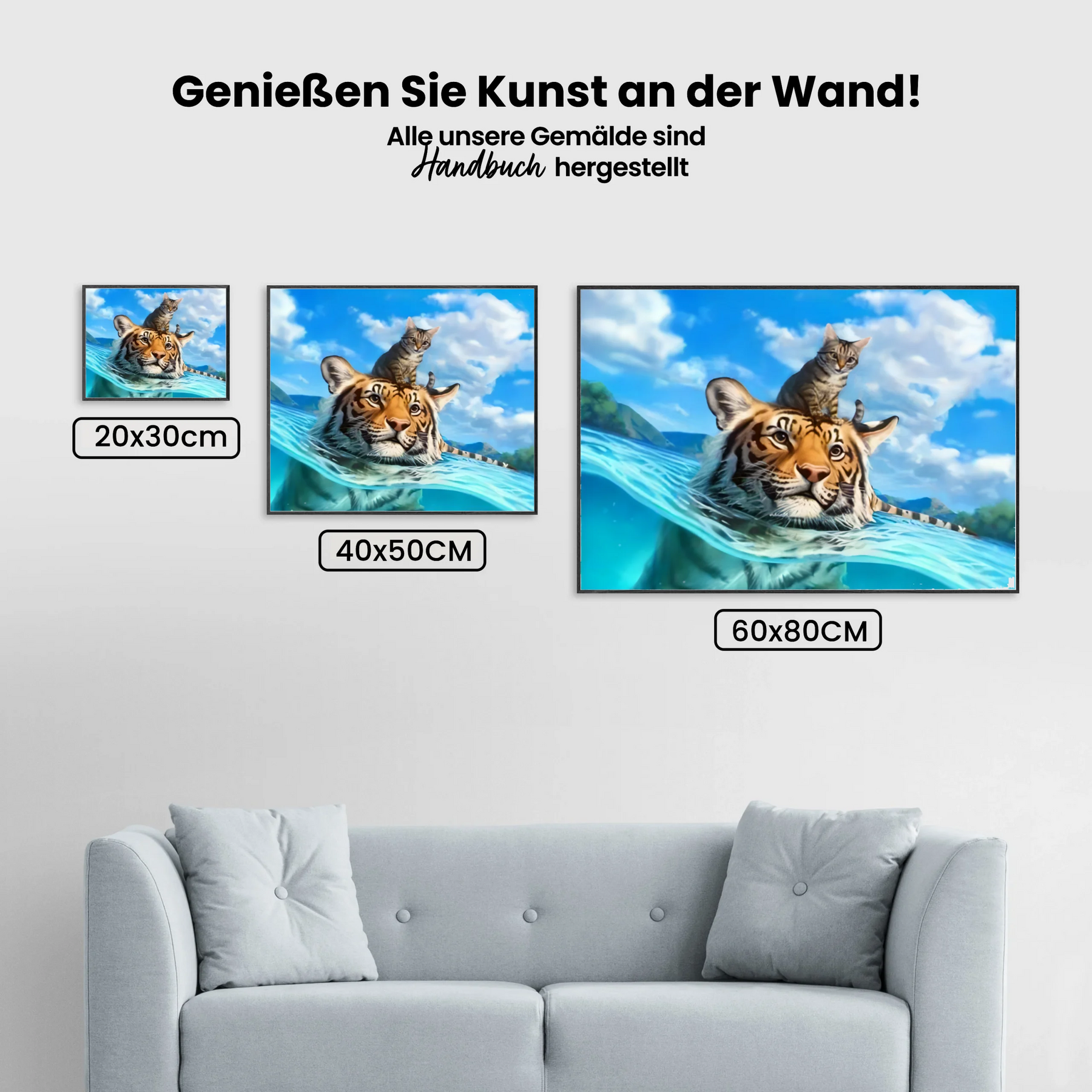 Malen nach Zahlen – Katze und Tiger im Meer