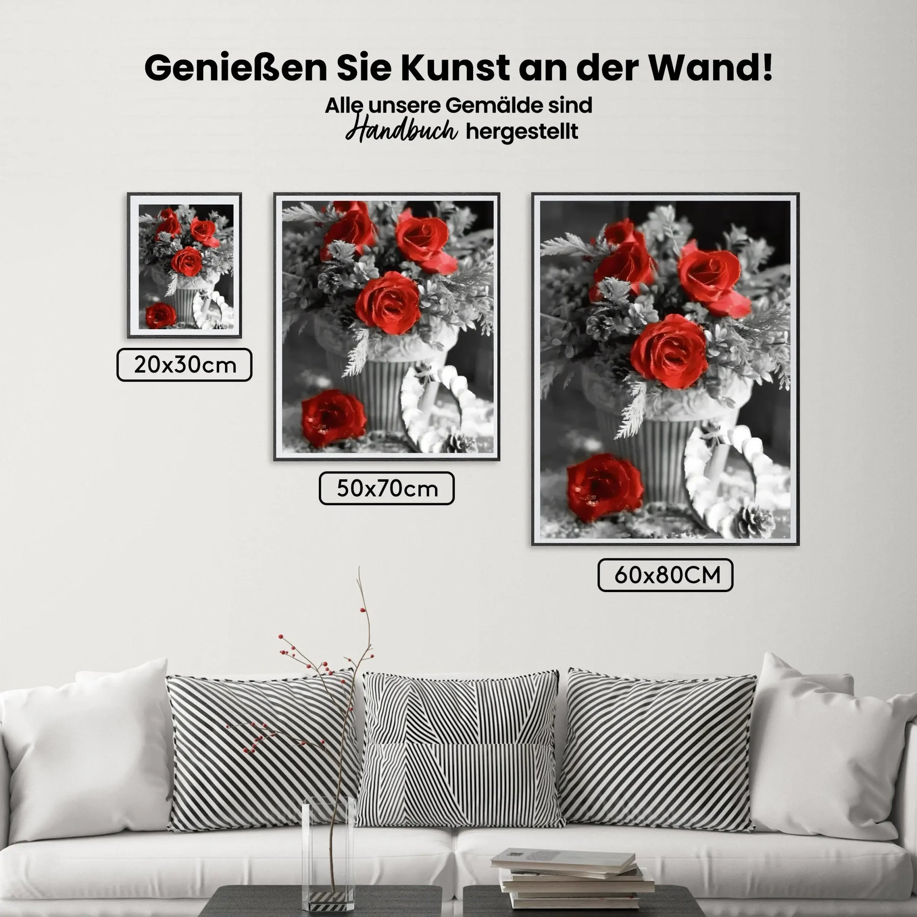 Malen nach Zahlen – Schwarze und weiße Rose