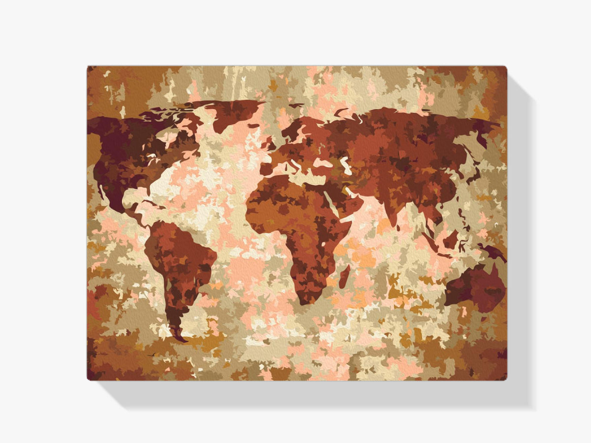 Malen nach Zahlen – Weltkarte (Erdfarben)