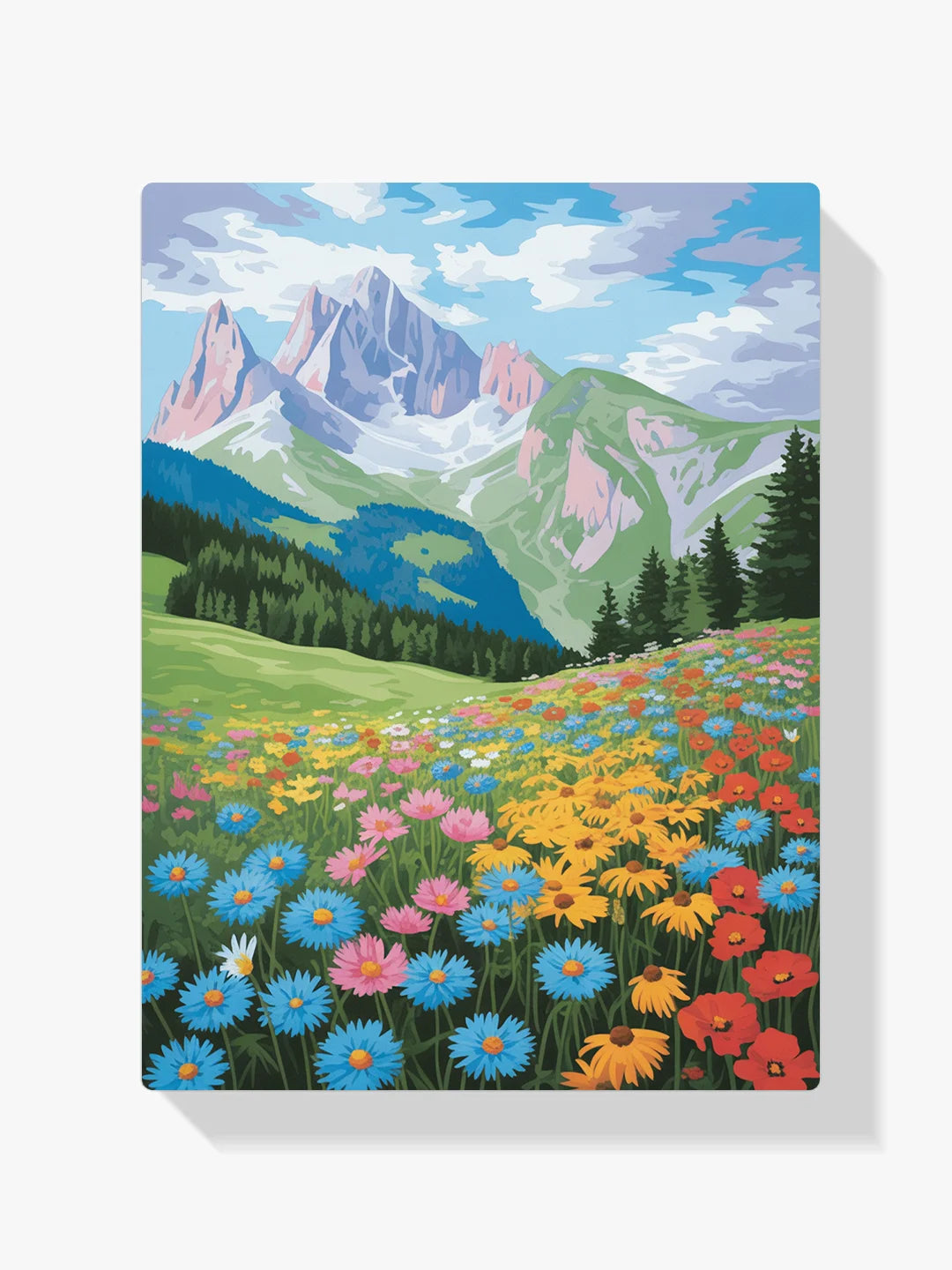 Malen nach Zahlen - Berg-Wildblumen-See 3