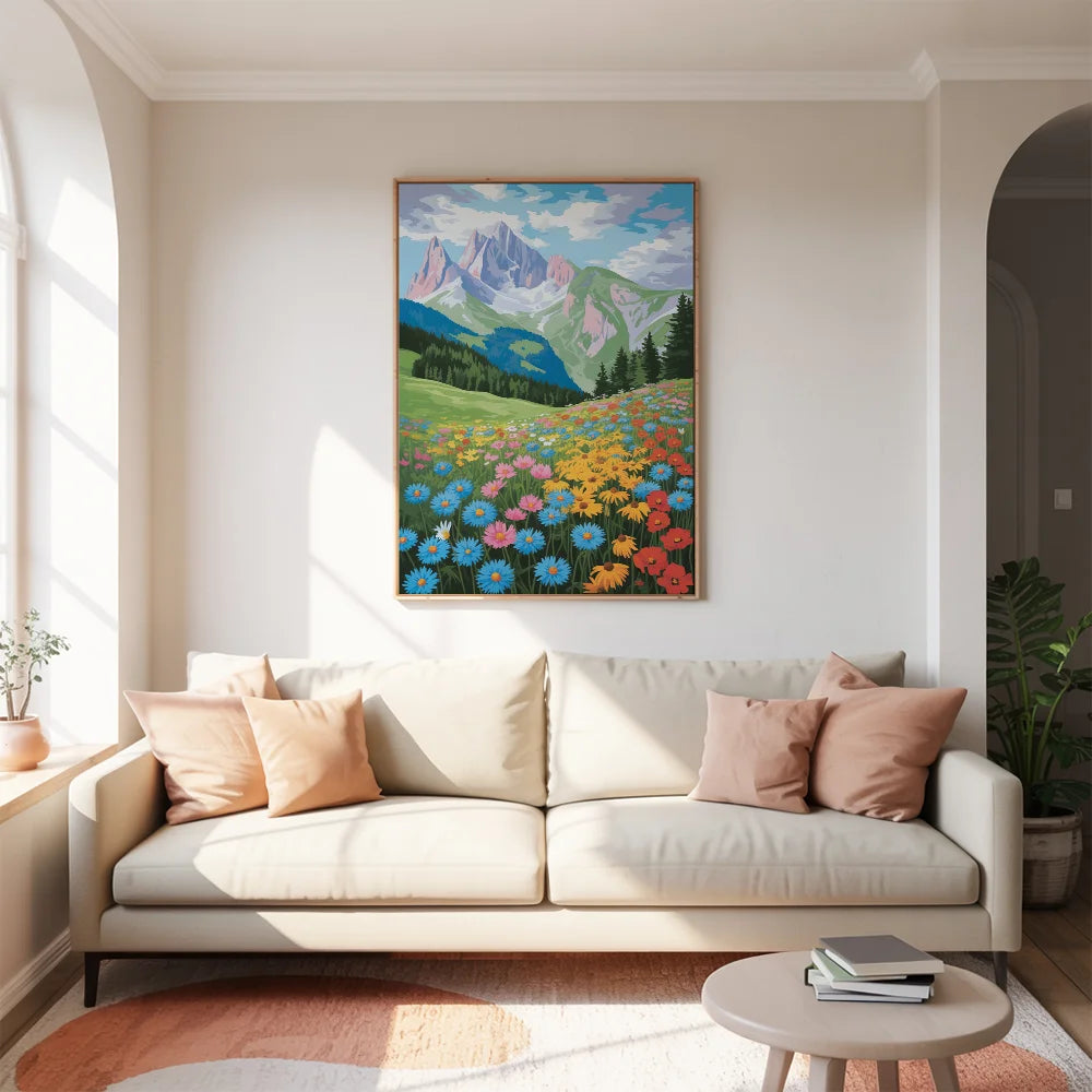 Malen nach Zahlen - Berg-Wildblumen-See 3