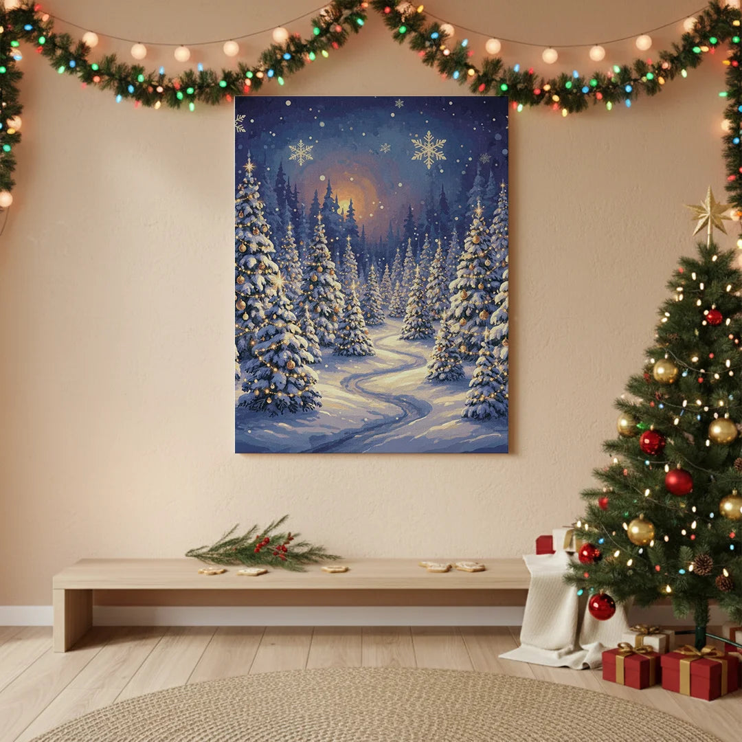 Malen nach Zahlen - Der verzauberte Weihnachtsbaumwald