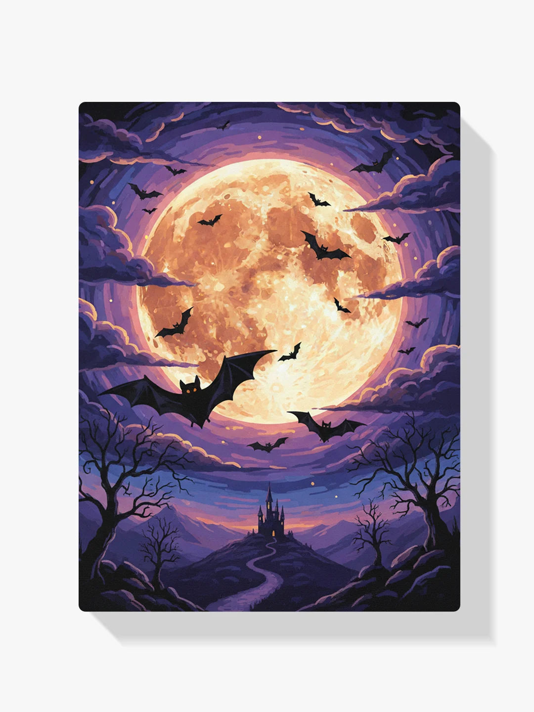 Malen nach Zahlen - Fledermäuse über dem Vollmond