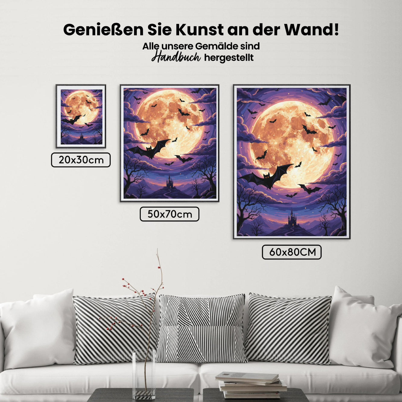 Malen nach Zahlen - Fledermäuse über dem Vollmond