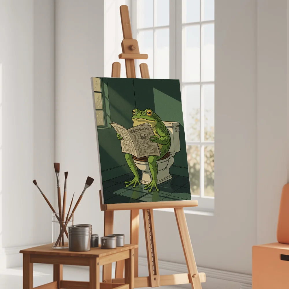 Malen nach Zahlen - Frosch liest auf der Toilette