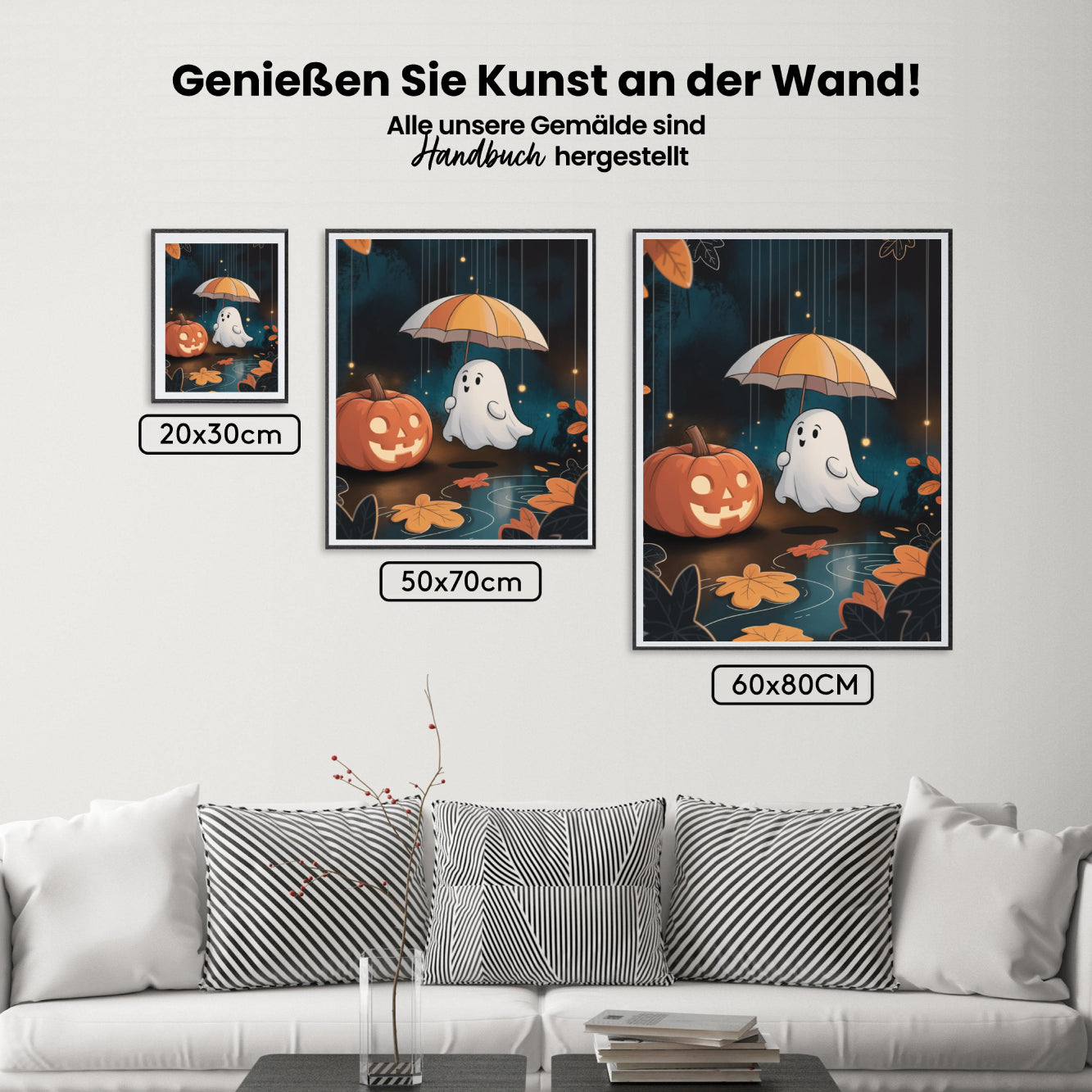 Malen nach Zahlen - Geist mit Kürbis im Regen