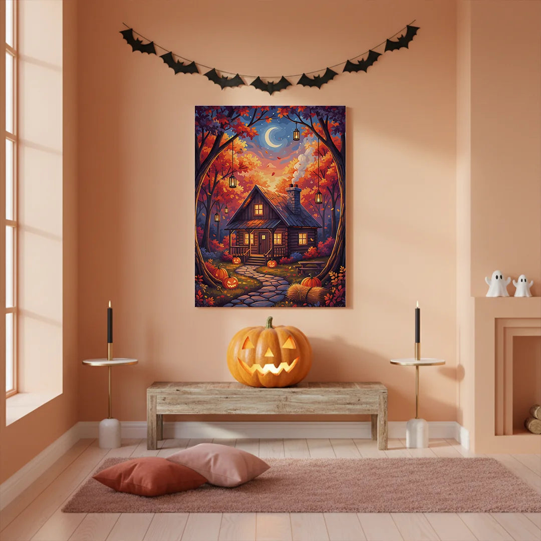 Malen nach Zahlen - Gemütliche Hütte im Wald