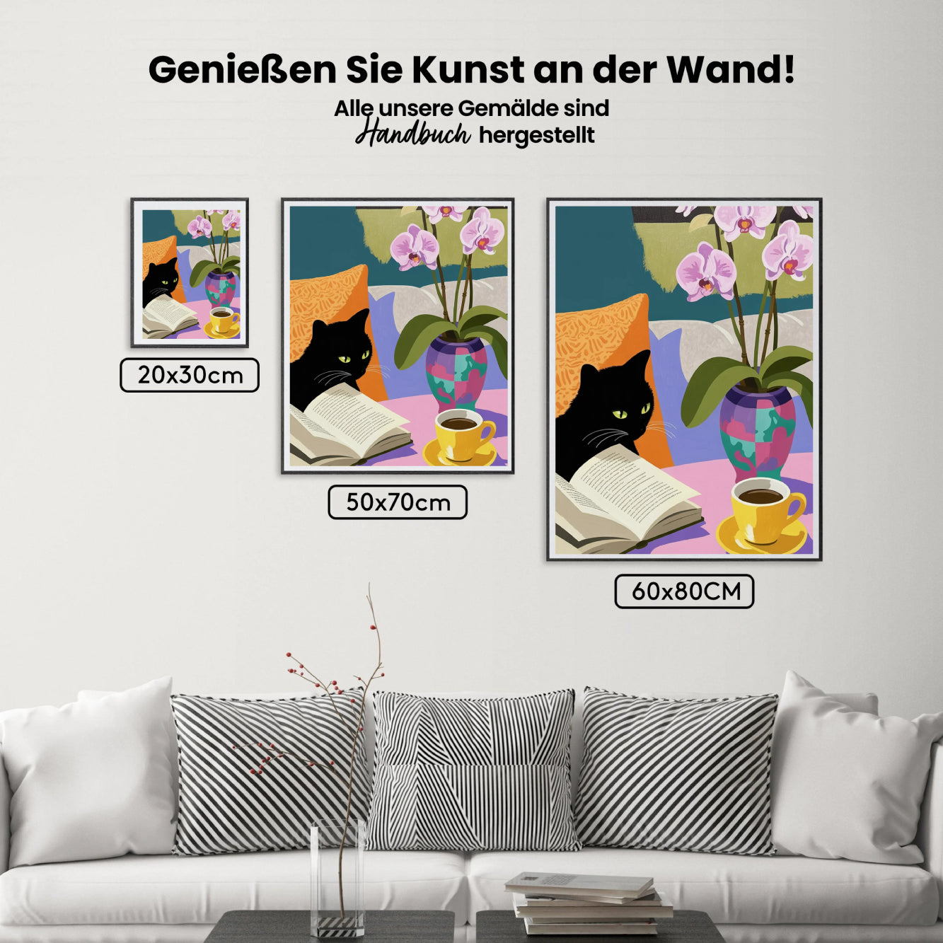 Malen nach Zahlen - Gemütliche schwarze Katze beim Lesen