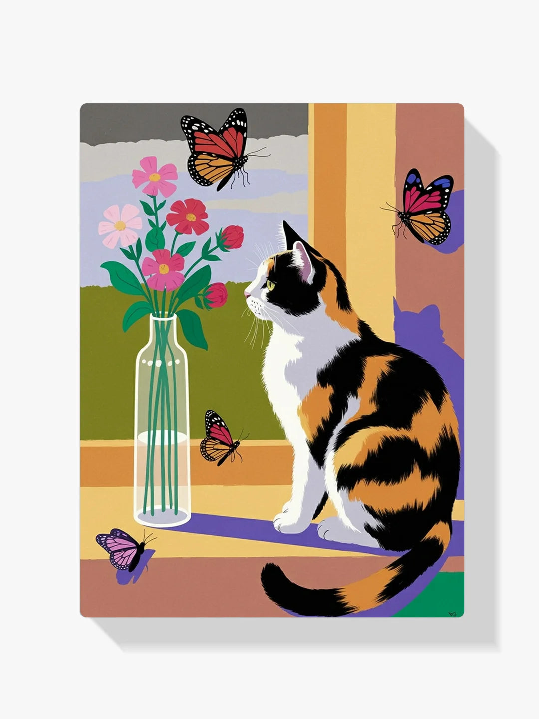 Malen nach Zahlen - Getigerte Katze Floral