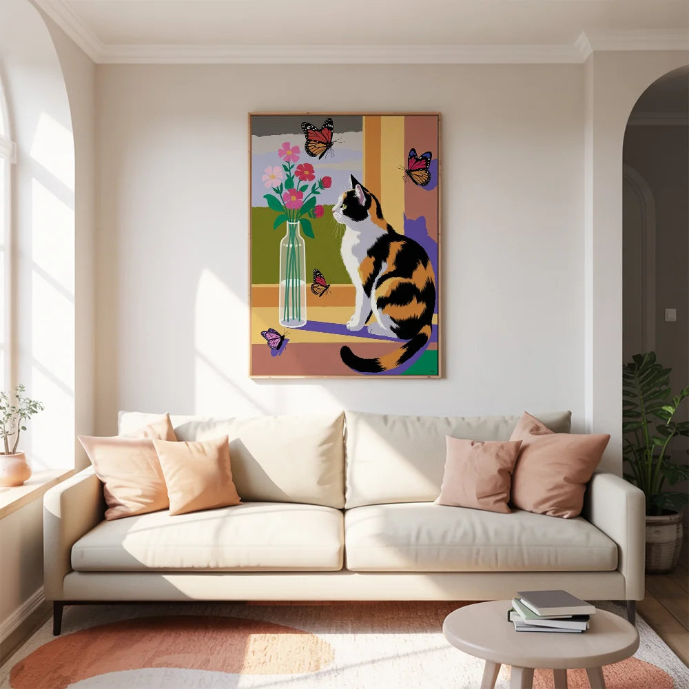 Malen nach Zahlen - Getigerte Katze Floral