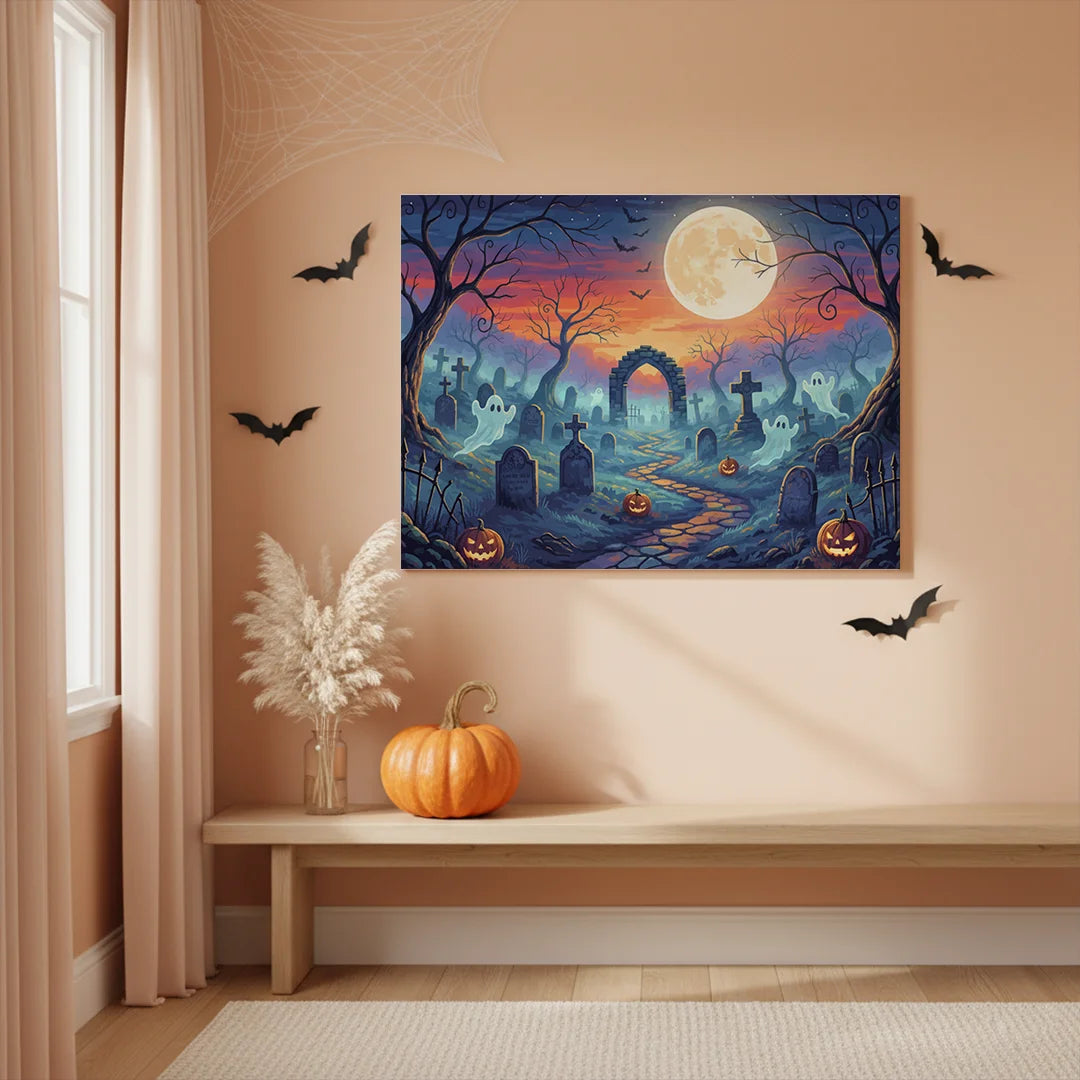 Malen nach Zahlen - Gruseliger Friedhofsnebel