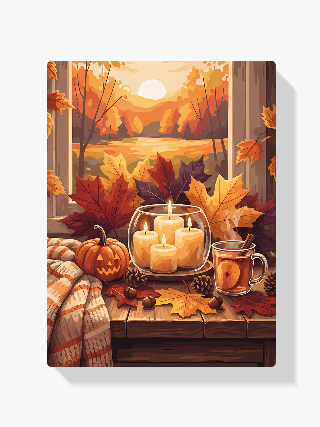 Malen nach Zahlen - Herbstblätter & Kerzen