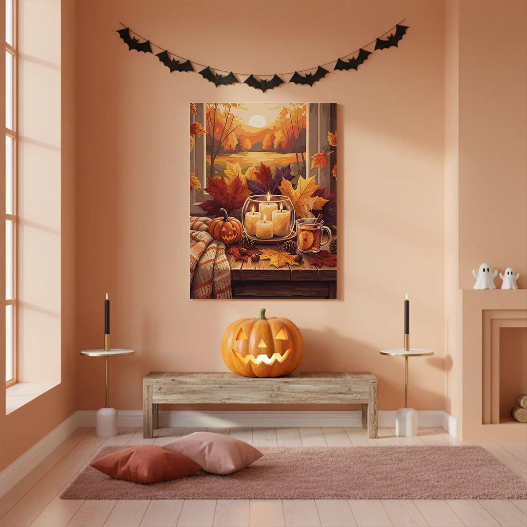 Malen nach Zahlen - Herbstblätter & Kerzen