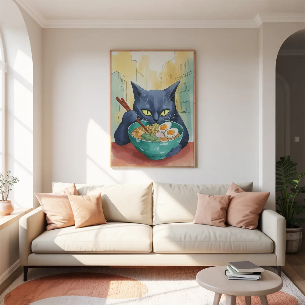 Malen nach Zahlen - Katze isst Ramen