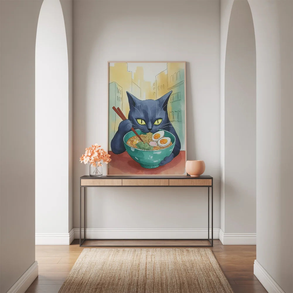 Malen nach Zahlen - Katze isst Ramen