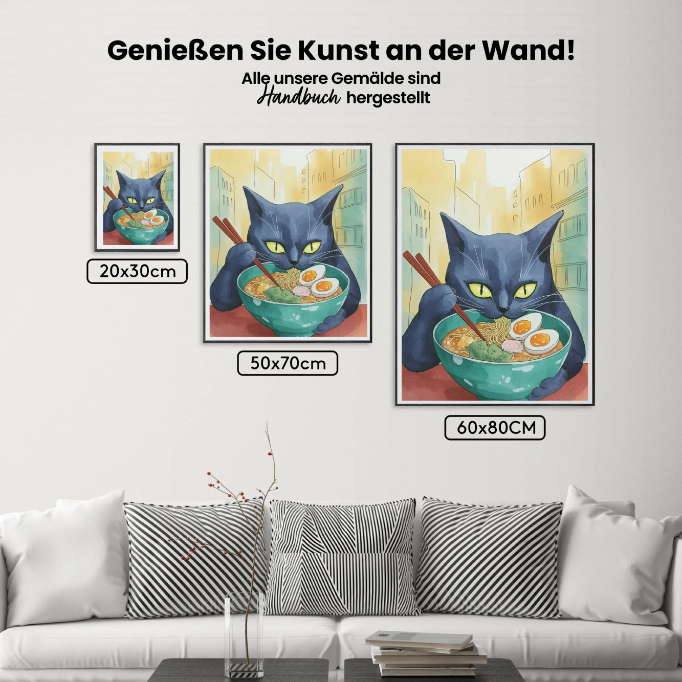 Malen nach Zahlen - Katze isst Ramen
