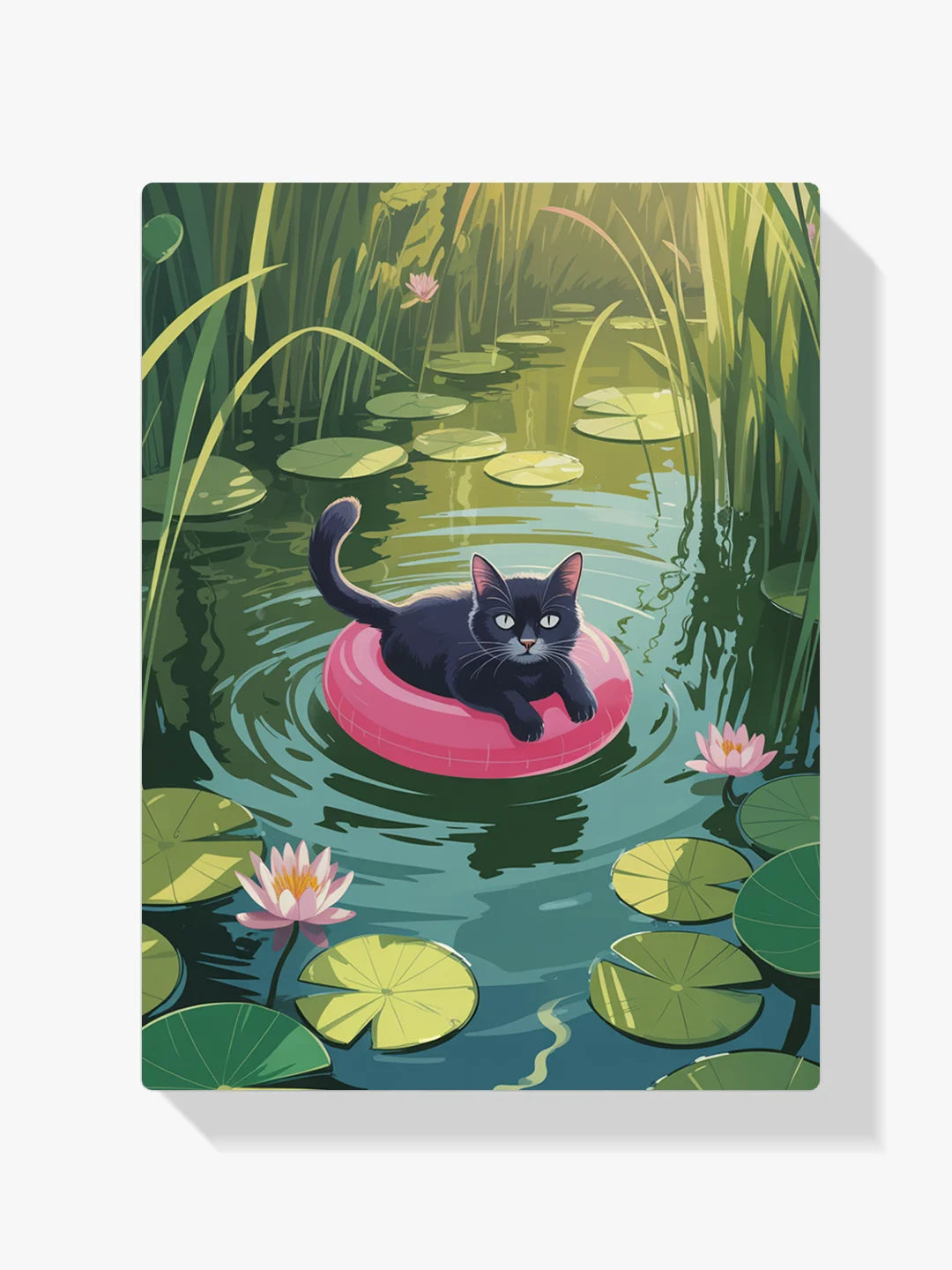 Malen nach Zahlen - Katze schwimmt im See