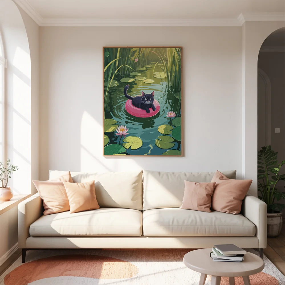 Malen nach Zahlen - Katze schwimmt im See