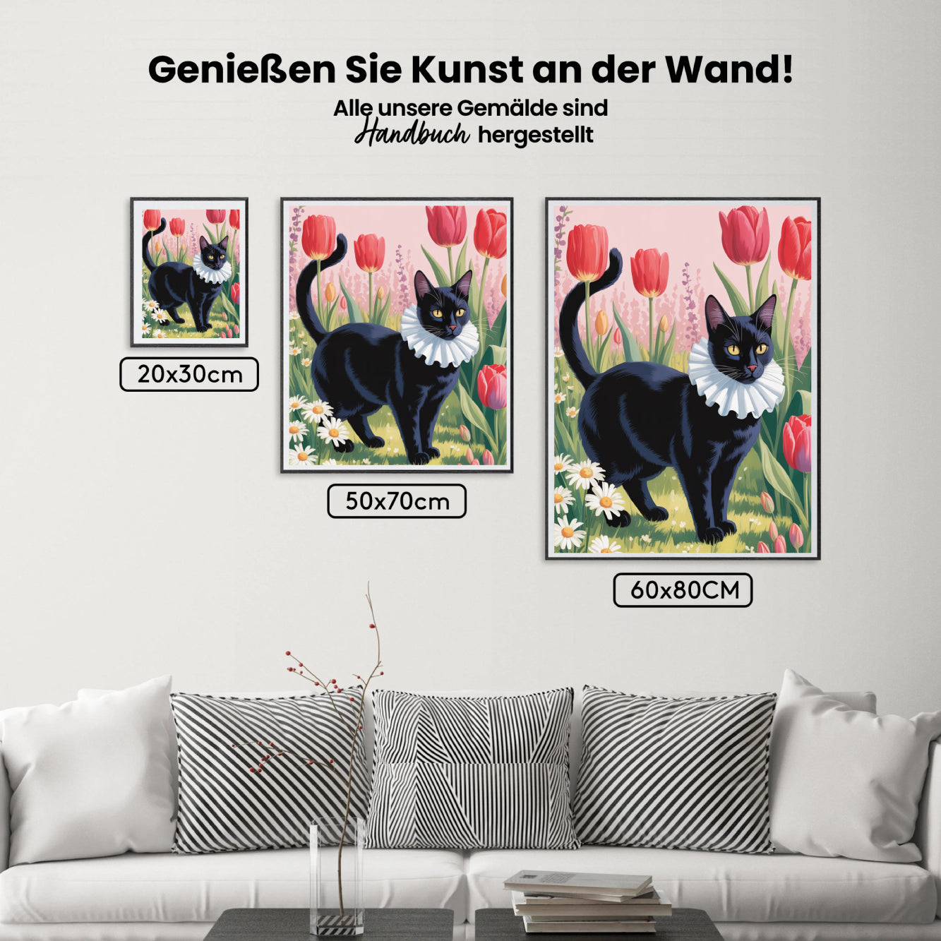 Malen nach Zahlen - Katzen-Kuscheldecke mit Blumenmuster