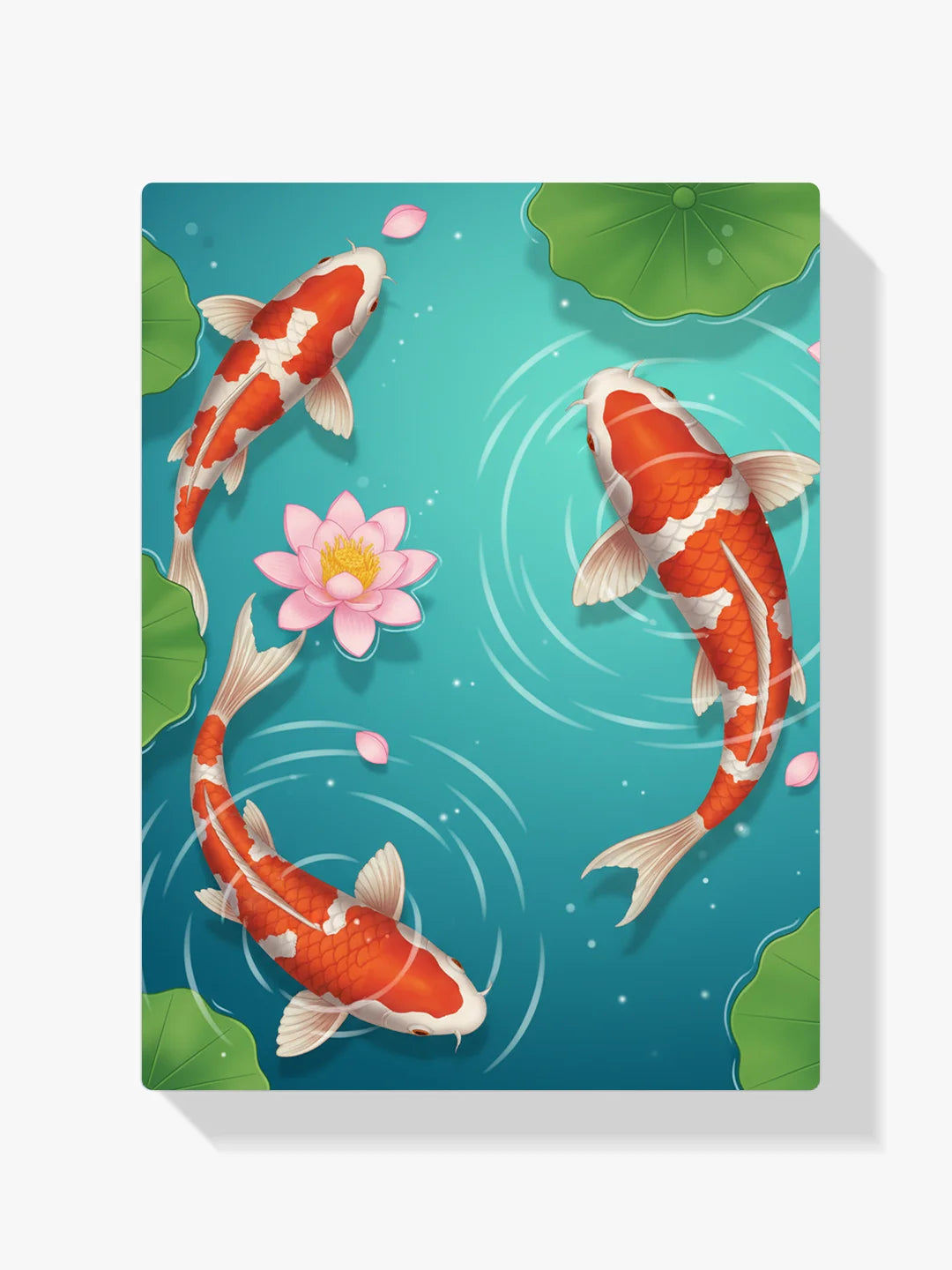 Malen nach Zahlen - Koi-Fische schwimmen im Lotusteich