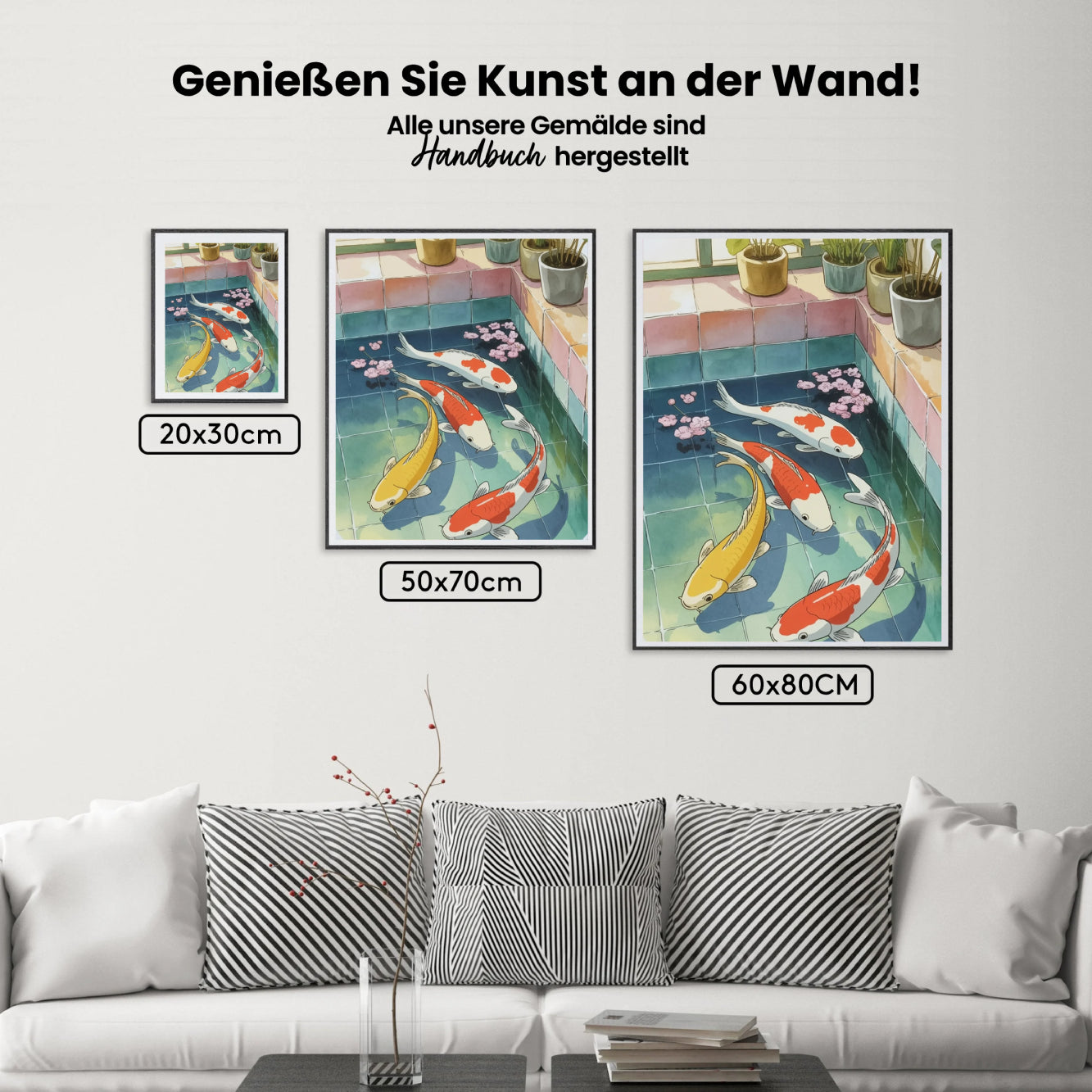Malen nach Zahlen - Koi-Fische schwimmen in der Badewanne