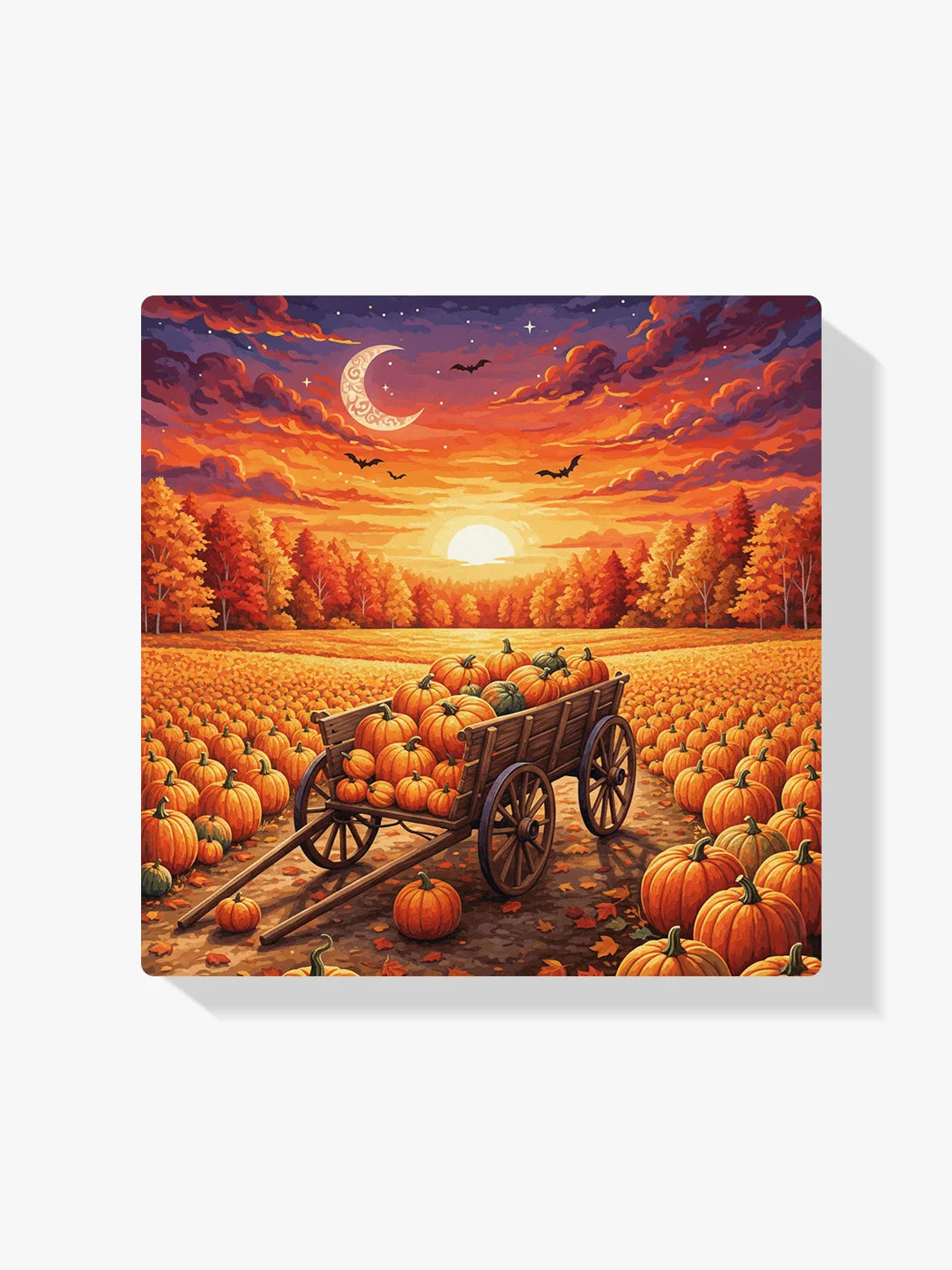 Malen nach Zahlen - Kürbiswagen bei Sonnenuntergang
