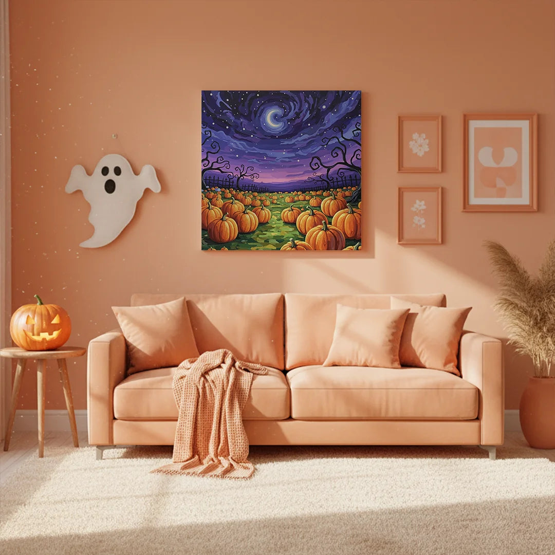 Malen nach Zahlen - Mitternächtlicher Kürbisacker