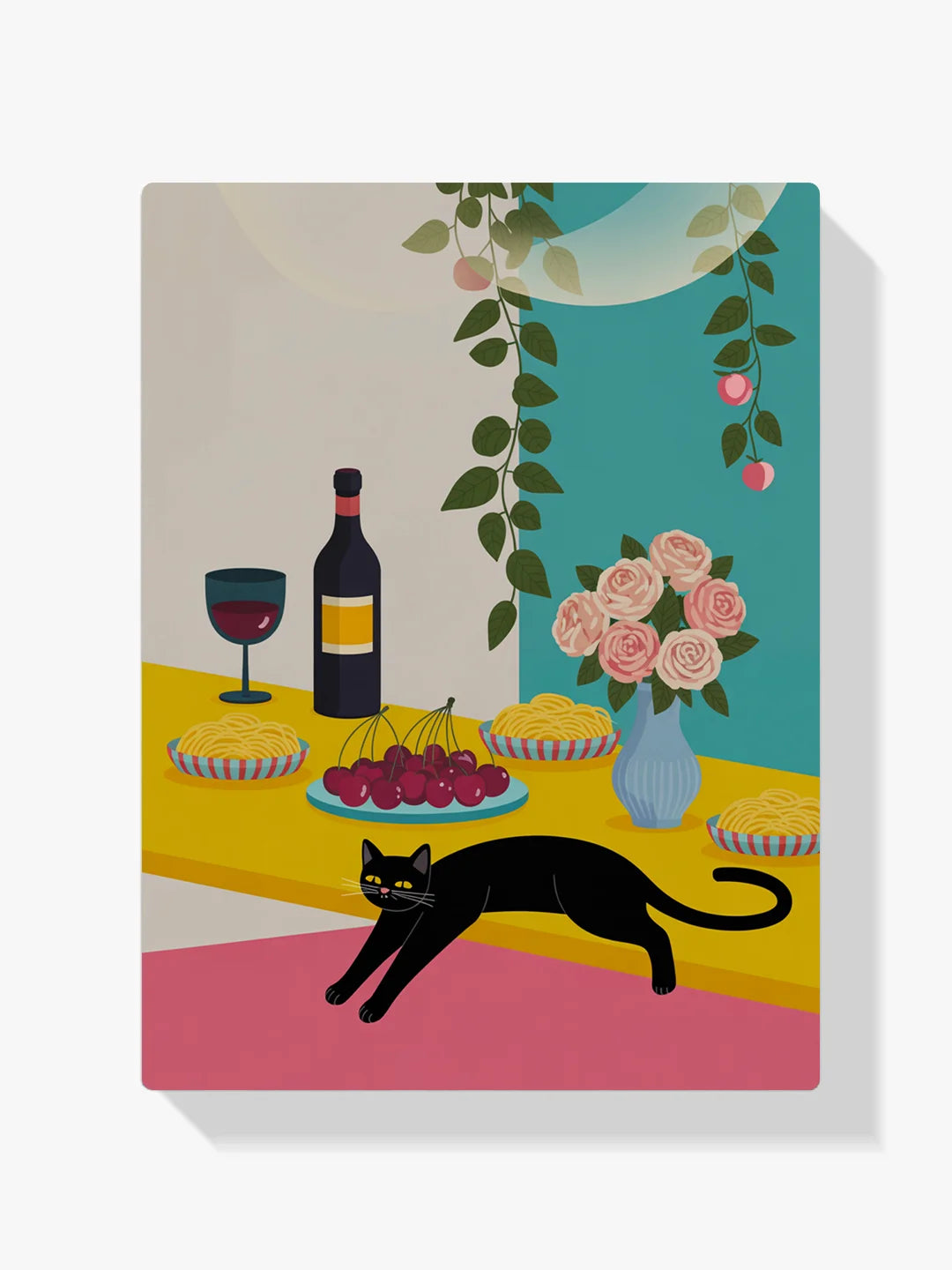 Malen nach Zahlen - Schwarze Katze Wein-Nudeln