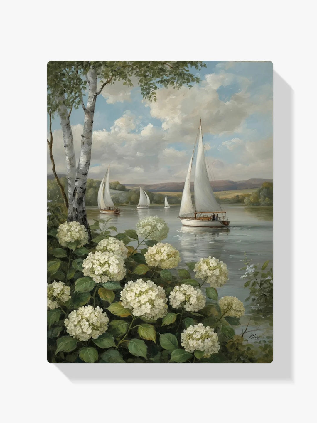 Malen nach Zahlen - Segelboot Weiße Hortensien