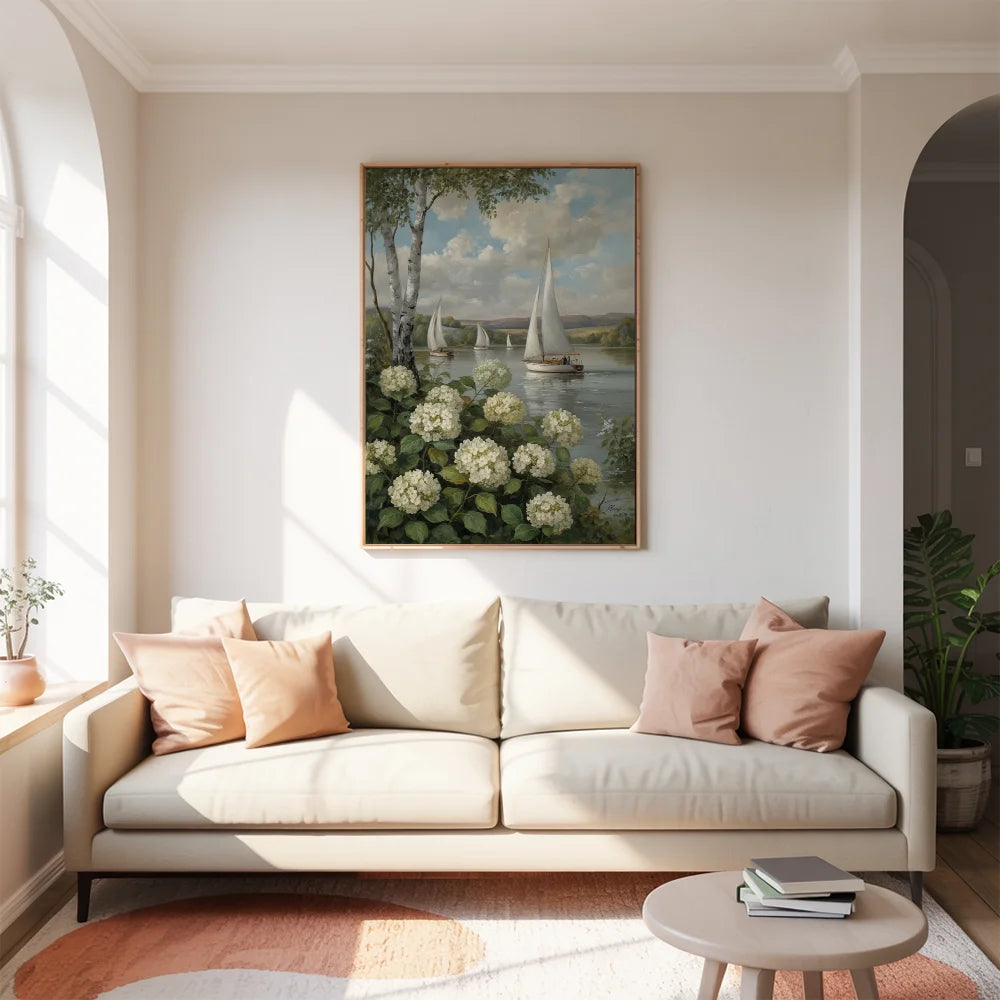 Malen nach Zahlen - Segelboot Weiße Hortensien