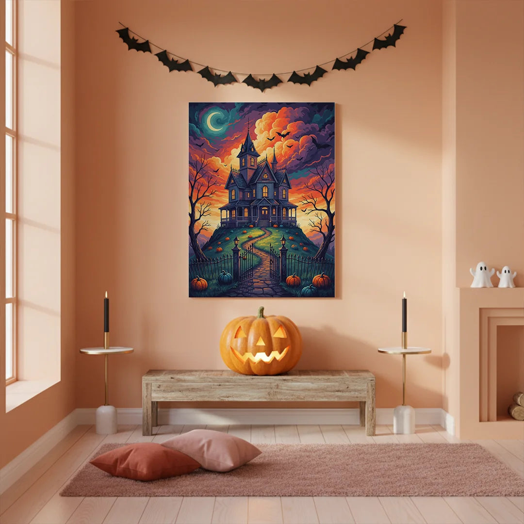 Malen nach Zahlen - Spukhaus auf dem Hügel