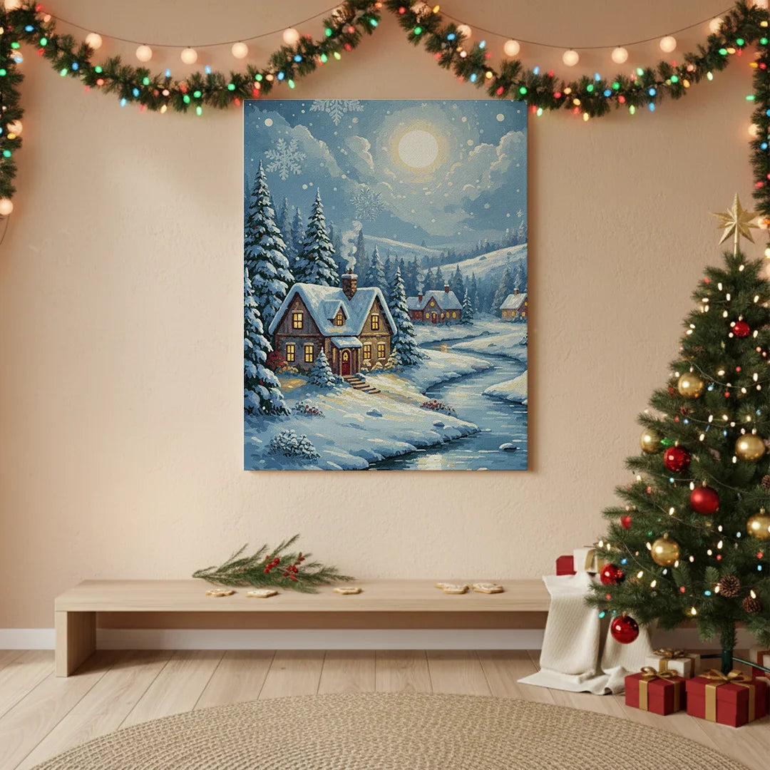 Malen nach Zahlen - Stille Nacht Schneedorf