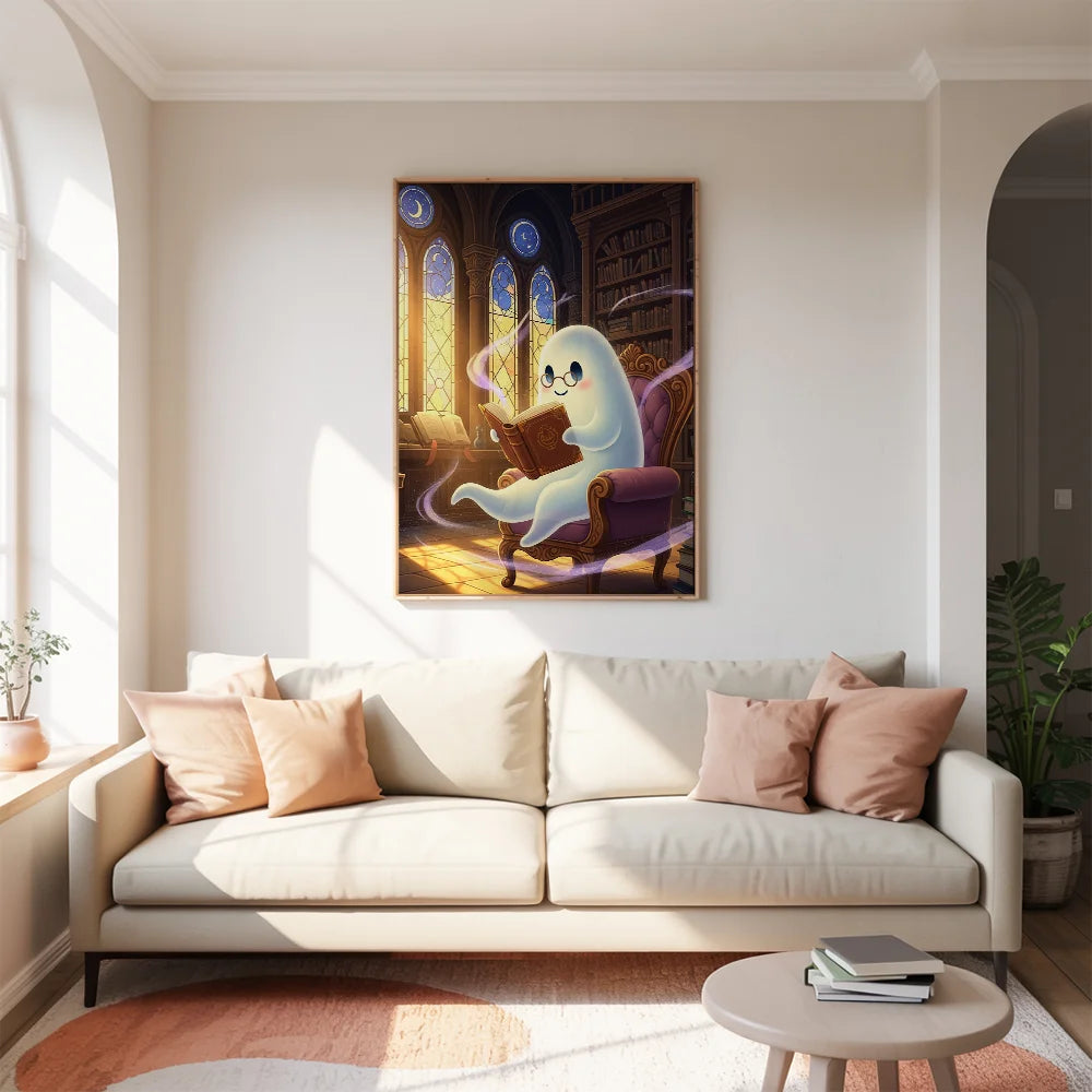 Malen nach Zahlen - Süßes Gespenst beim Lesen