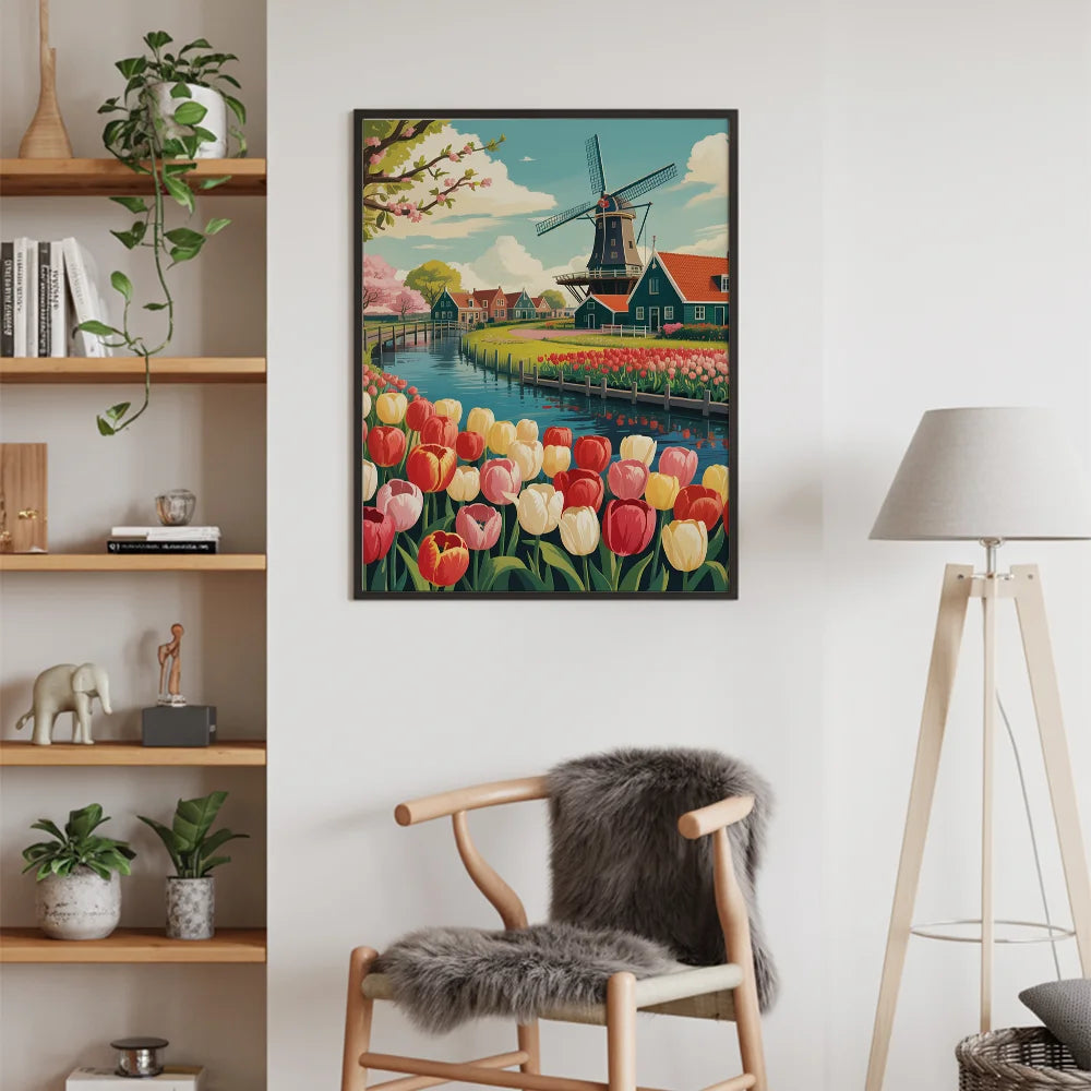 Malen nach Zahlen - Tulpen & Windmühlen