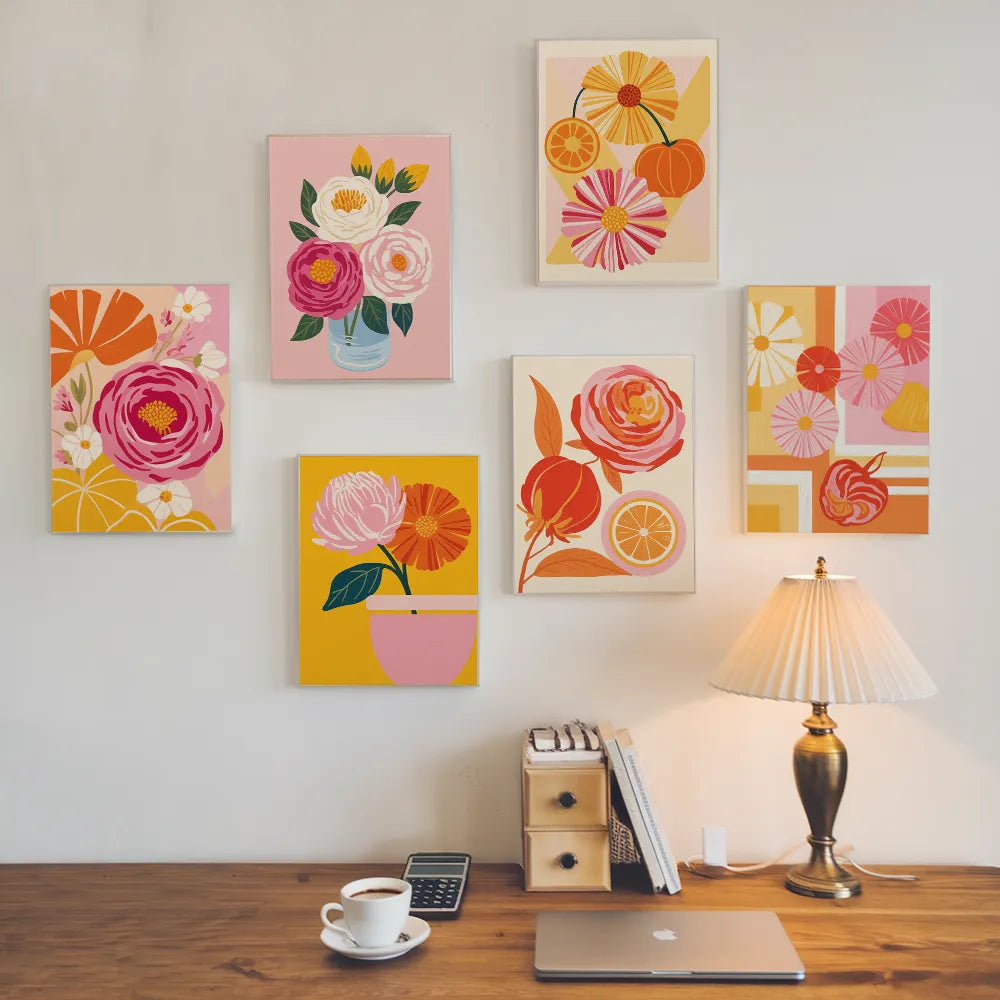 Malen nach Zahlen - 6 Mini-Gemälde | Hitzewelle Blüte-Set