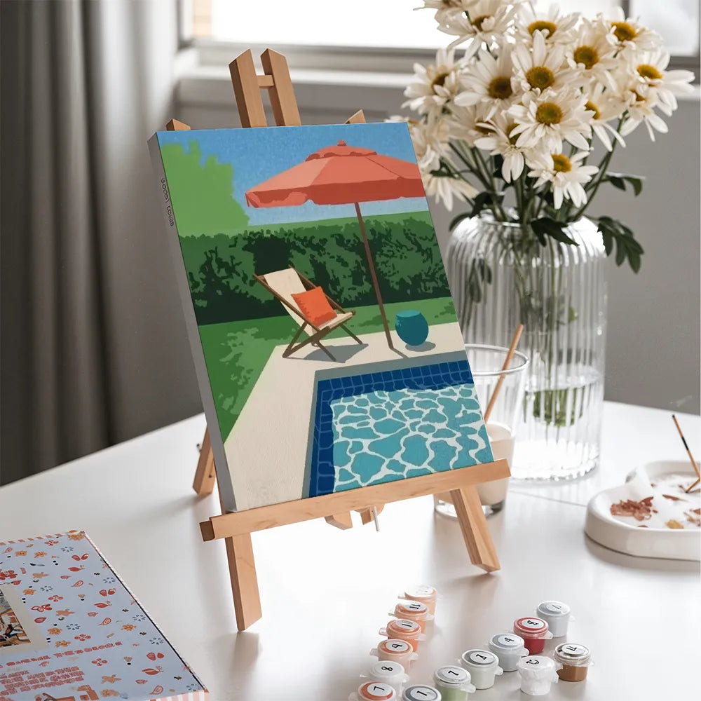 Malen nach Zahlen - 6 Mini-Gemälde | Schwimmbad Echo-Set