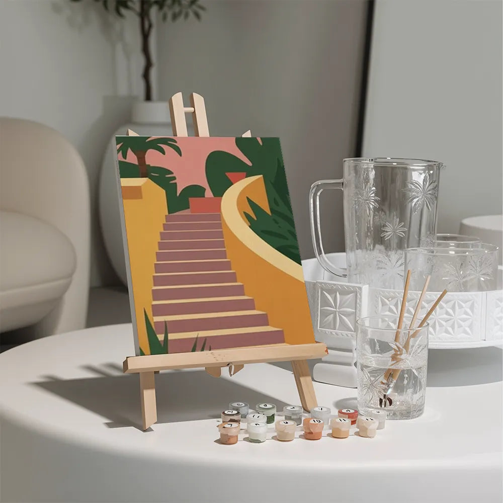 Malen nach Zahlen - 6 Mini-Gemälde | Sonnenverwöhnte Schritte-Set