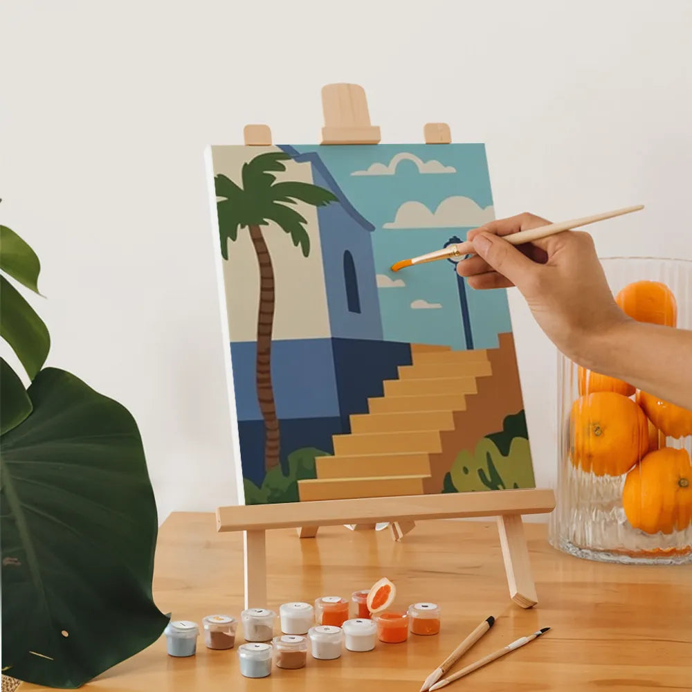 Malen nach Zahlen - 6 Mini-Gemälde | Sonnenverwöhnte Schritte-Set
