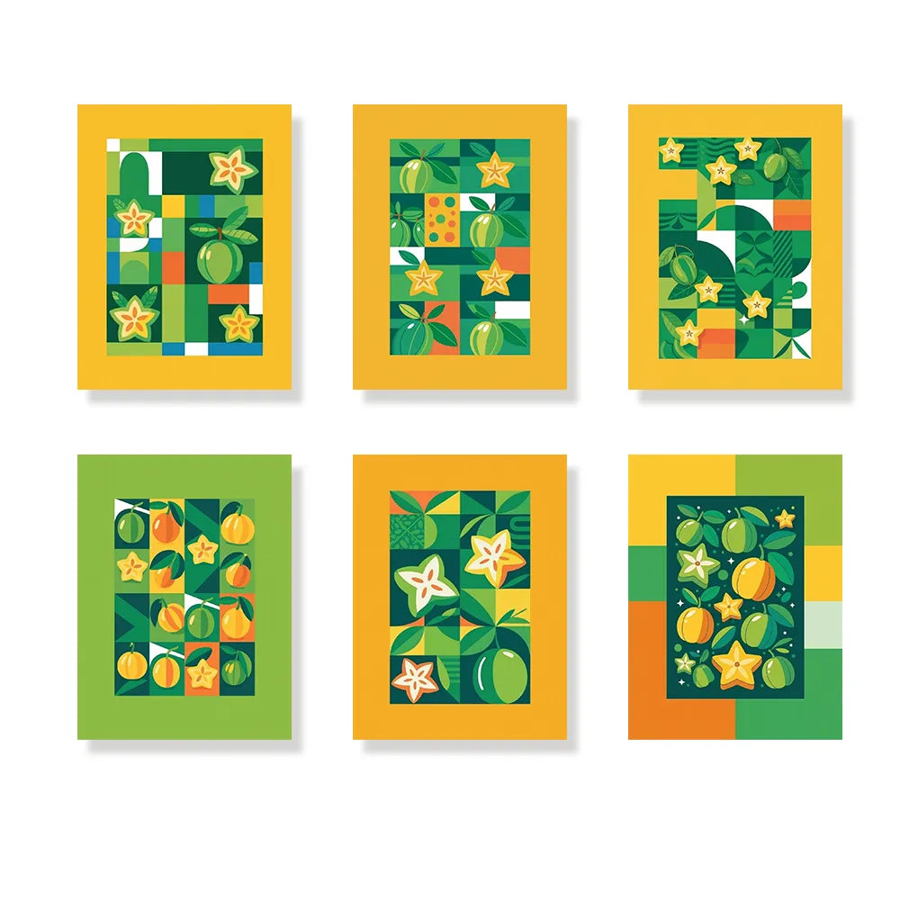 Malen nach Zahlen - 6 Mini-Gemälde | Sternfruchtkuss-Set