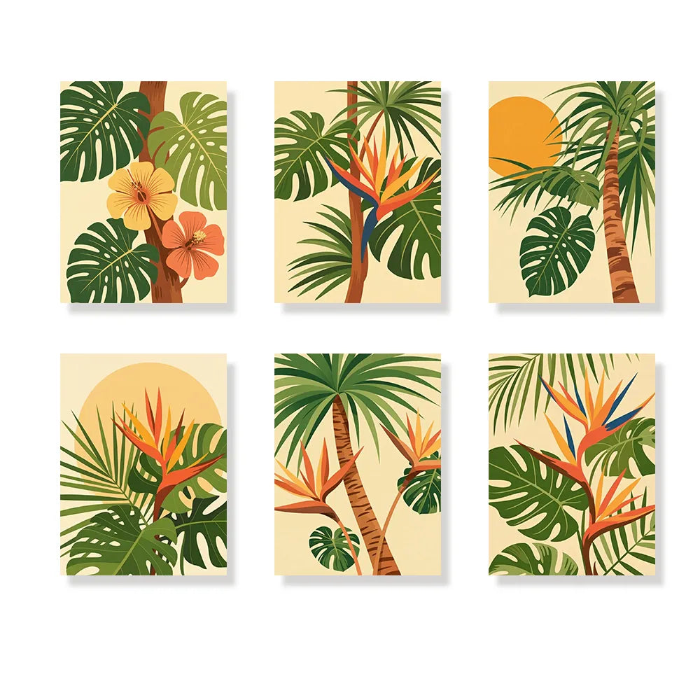 Malen nach Zahlen - 6 Mini-Gemälde | Tropikflimmern-Set