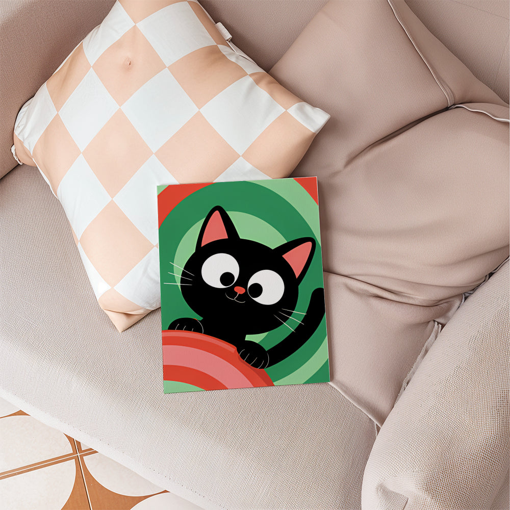 Malen nach Zahlen - 6 Mini-Gemälde | Schwarze Katze Kopfgeld-Set