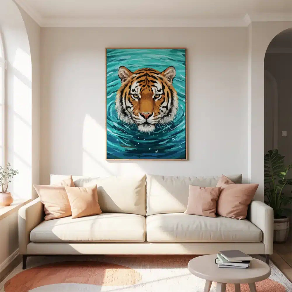 Malen nach Zahlen - Tiger im Wasser