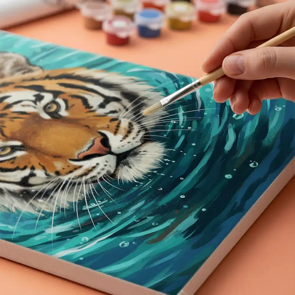 Malen nach Zahlen - Tiger im Wasser