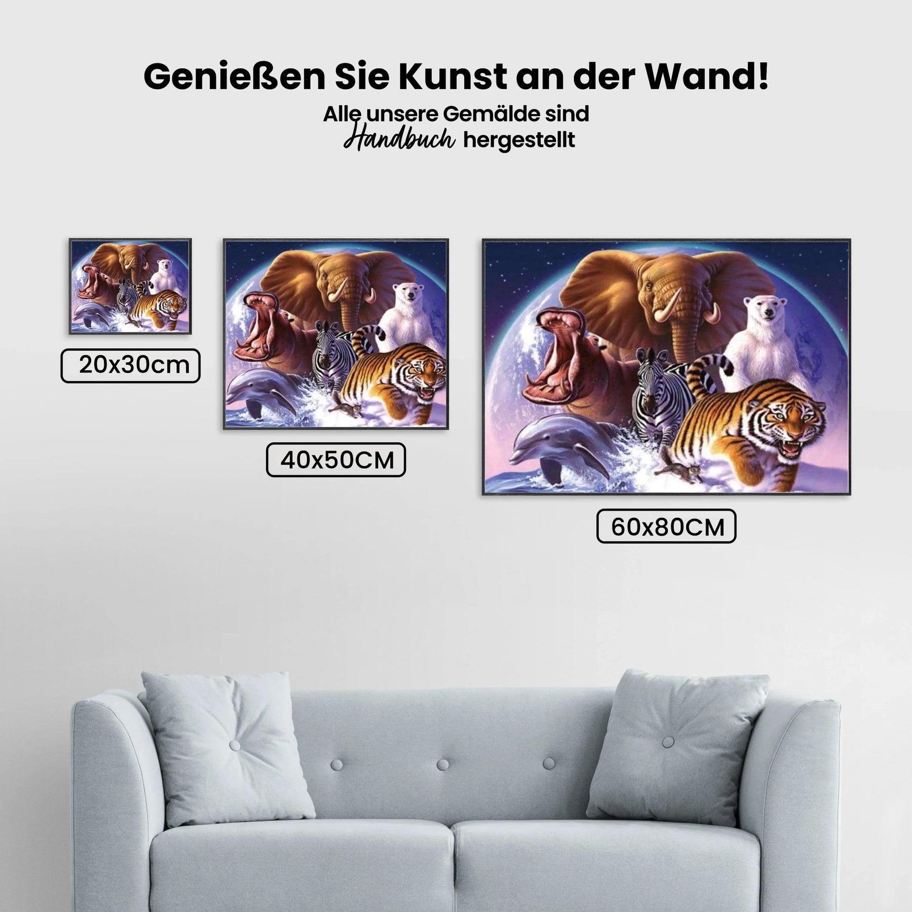 Mehrere Tiere Mond - Malen nach Zahlen