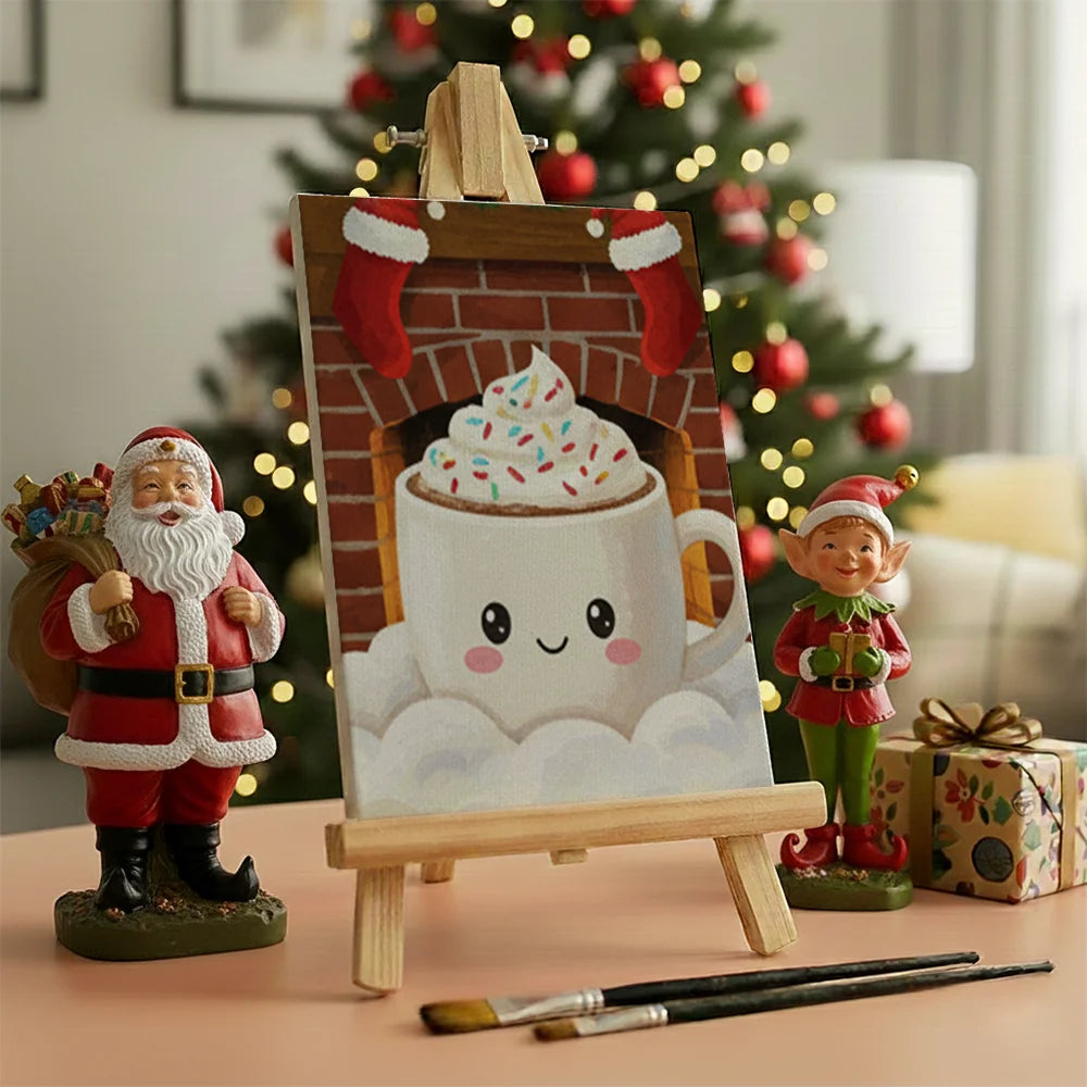 Malen nach Zahlen - 6 Mini-Gemälde | Mini-Becher mit heißer Schokolade