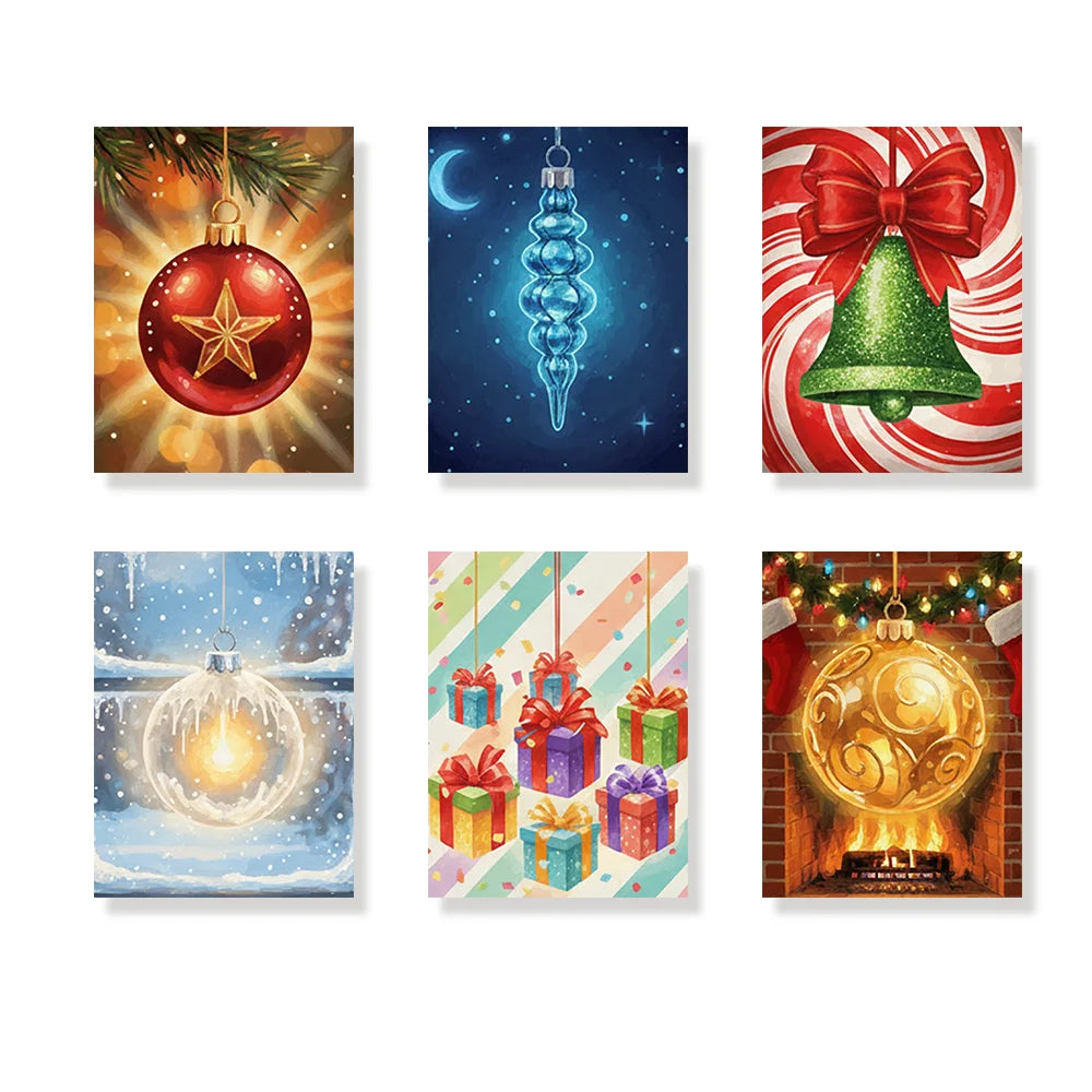 Malen nach Zahlen - 6 Mini-Gemälde | Mini-Ornament Leuchten