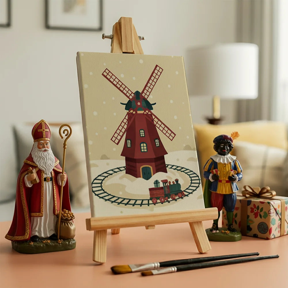 Malen nach Zahlen - 6 Mini-Gemälde | Mini-Spielzeugeisenbahn