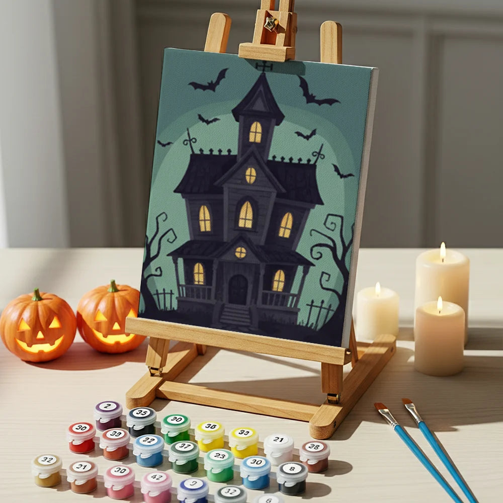 Malen nach Zahlen - 6 Mini-Gemälde | Mini-Spukhaus