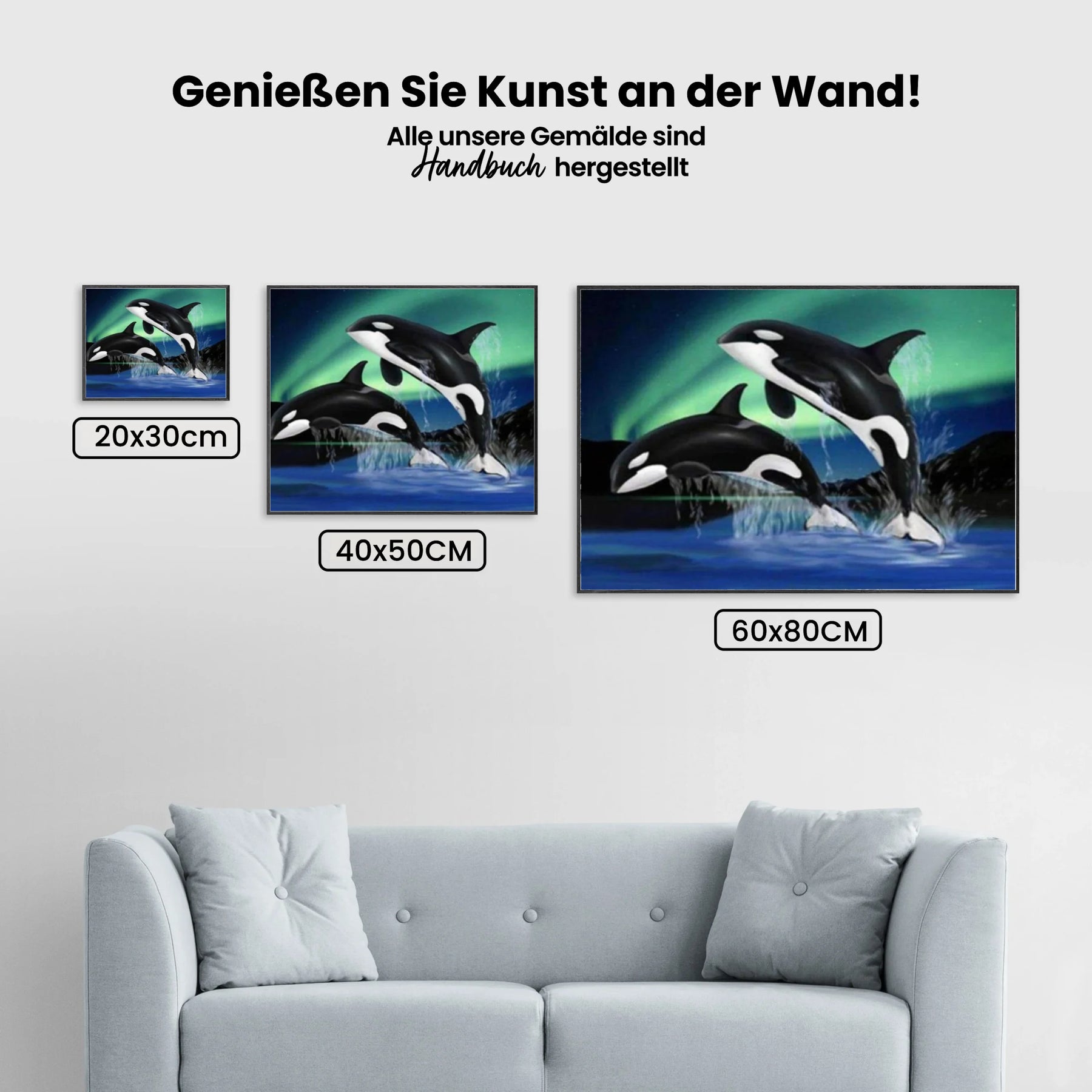 Orca bei Nordlicht - Malen nach Zahlen